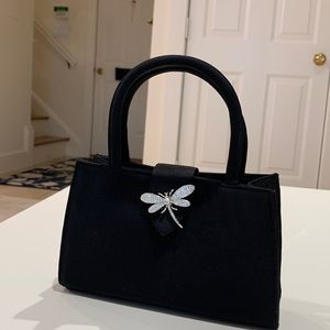 New Kenneth Jay Lane cocktail bag, clasp adorned with rhinestone Dragonfly..